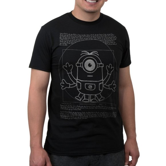 New! Despicable Me Minions Vitruvian Man Leonardo Da Vinci T-Shirt - Picture 1 of 2